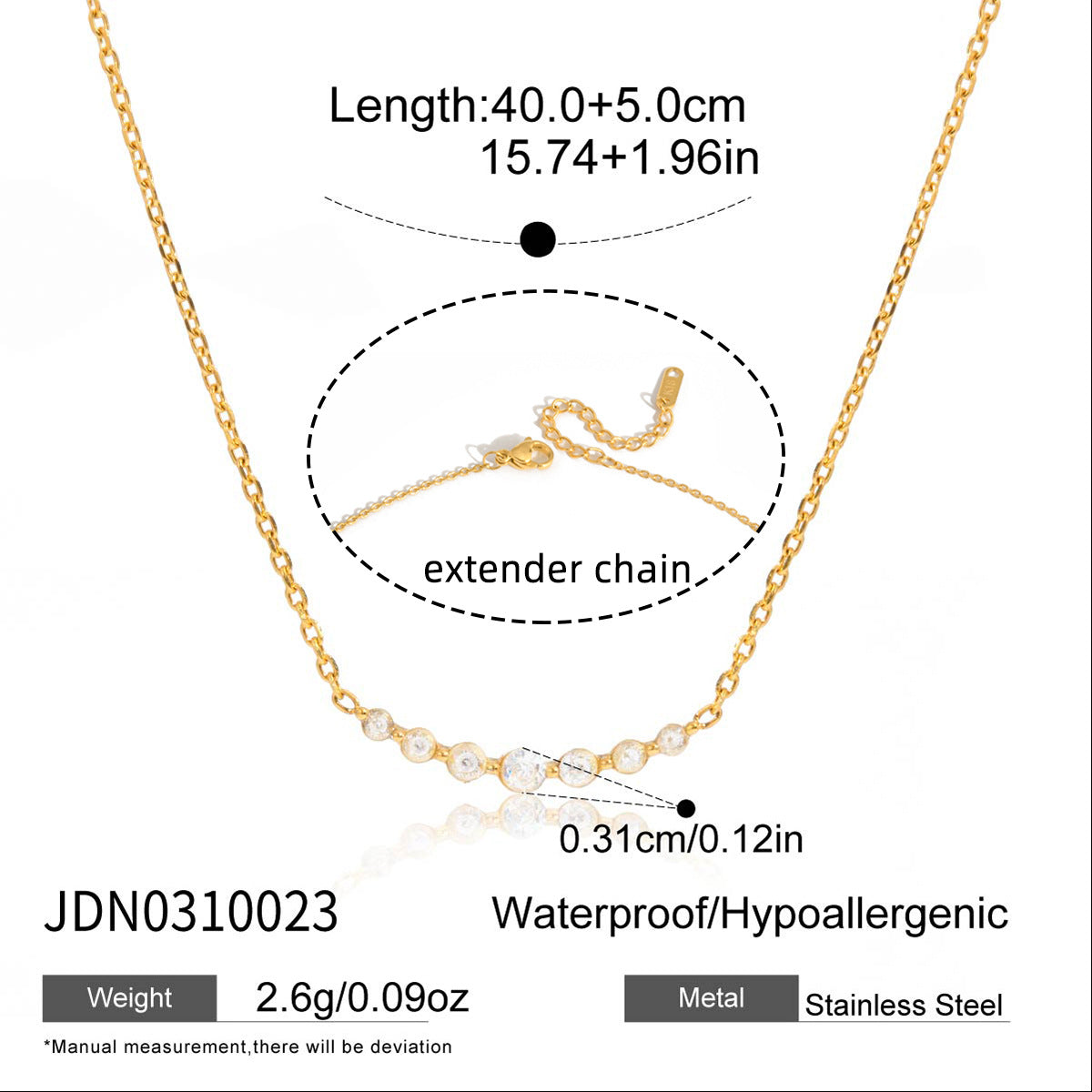 18K Gold Plated Titanium Steel Layered Necklace Set for Women - Tarnish Free Waterproof Cubic Zirconia Smile, Teardrop, & Vertical Bar Pendant Necklaces